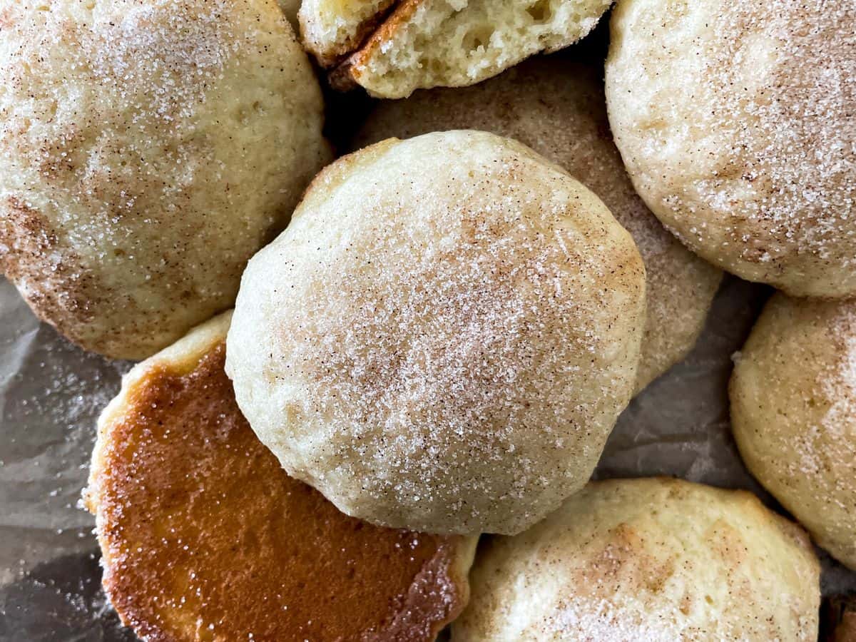 several buttermilk cookies with some flipped over and some cut in half