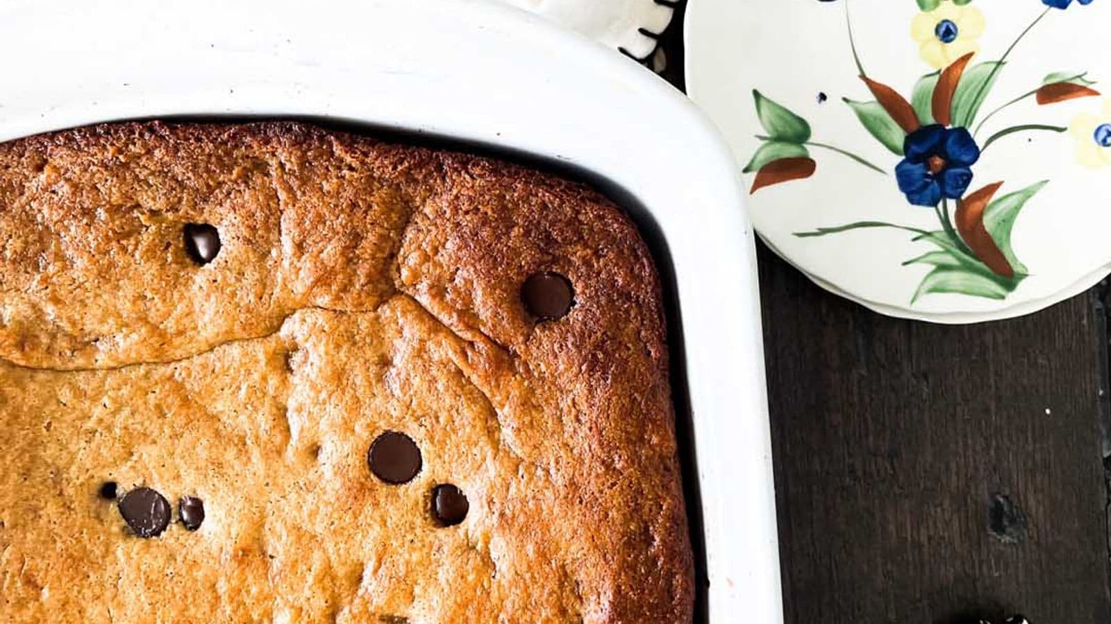 greek yogurt banana bread baked in a cake pan