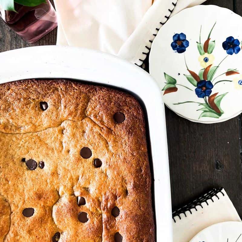 greek yogurt banana bread baked in a cake pan