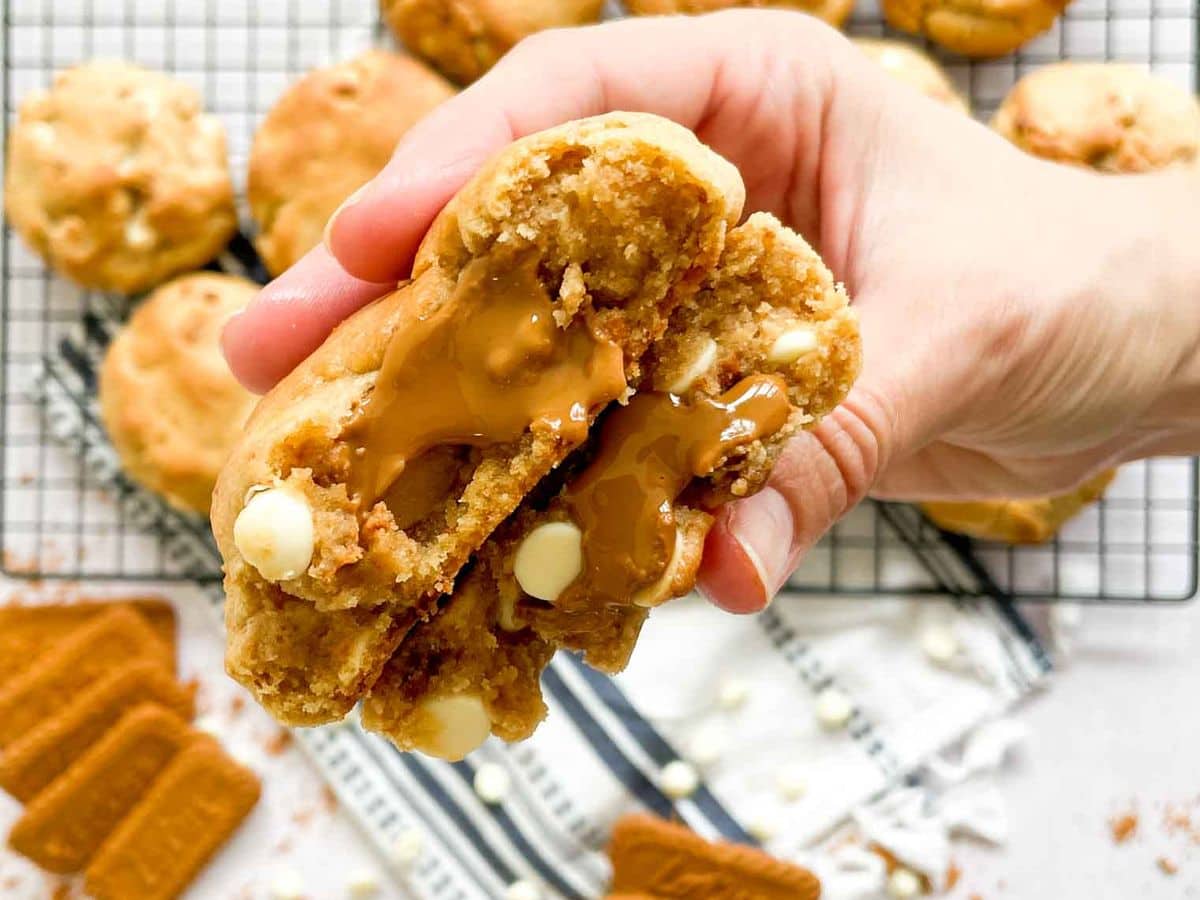Copycat Biscoff Lava Cookies