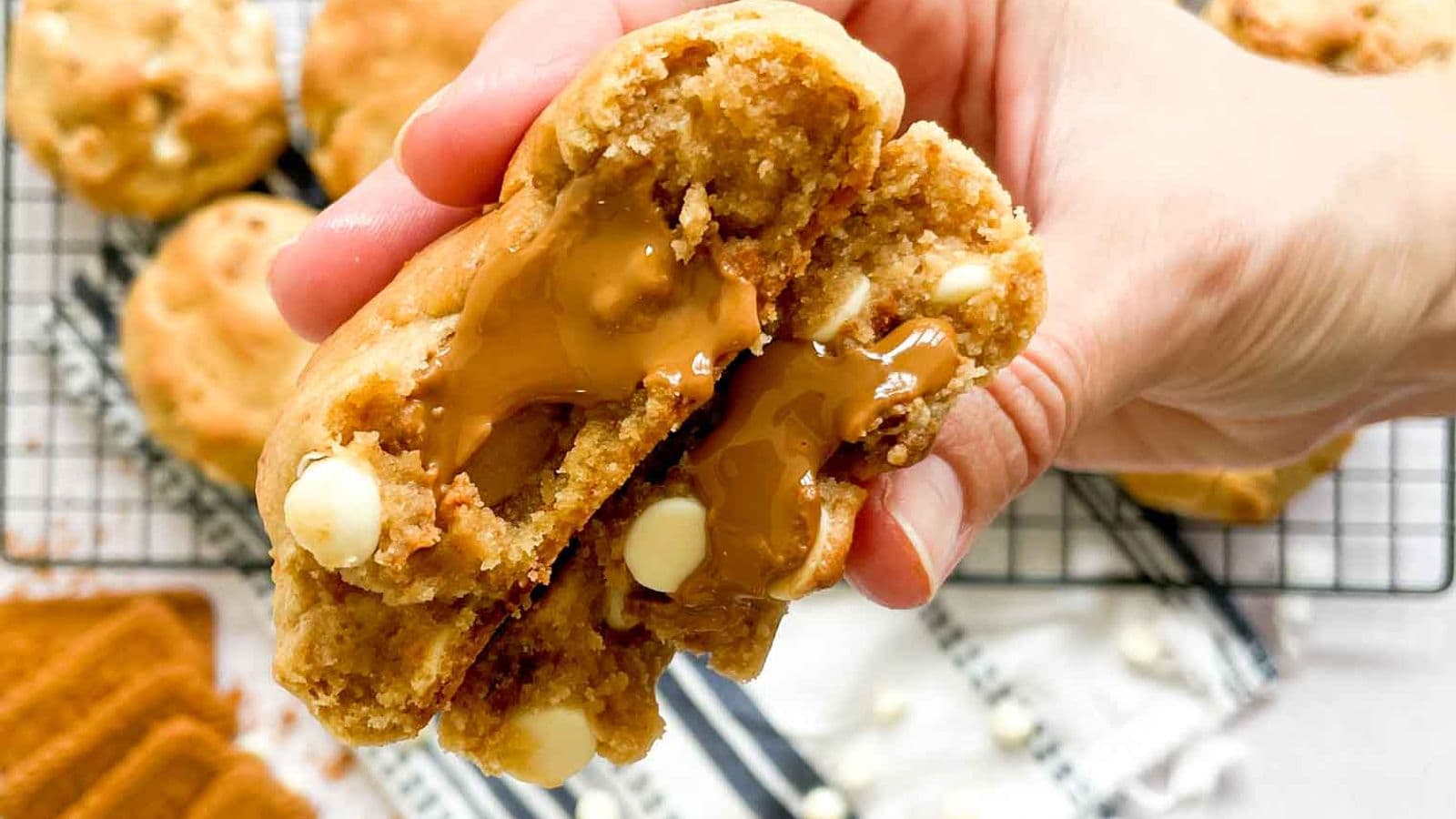 Copycat Biscoff Lava Cookies