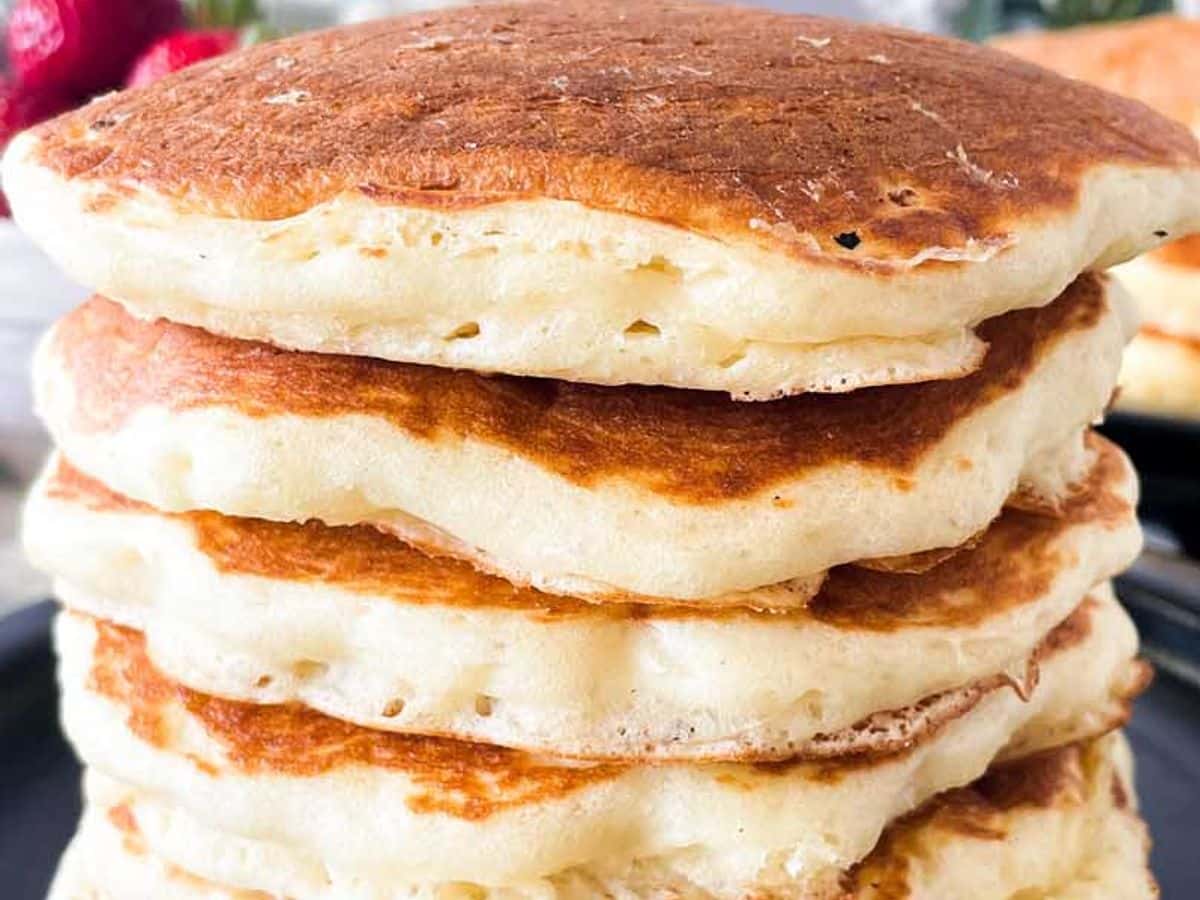 a stack of buttermilk pancakes