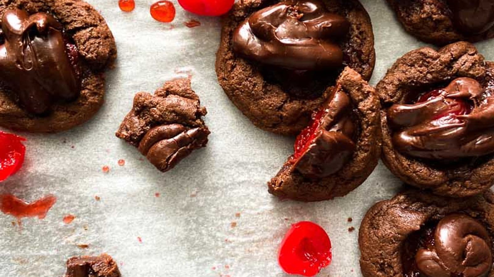 Chocolate Cherry Fudge Cookies