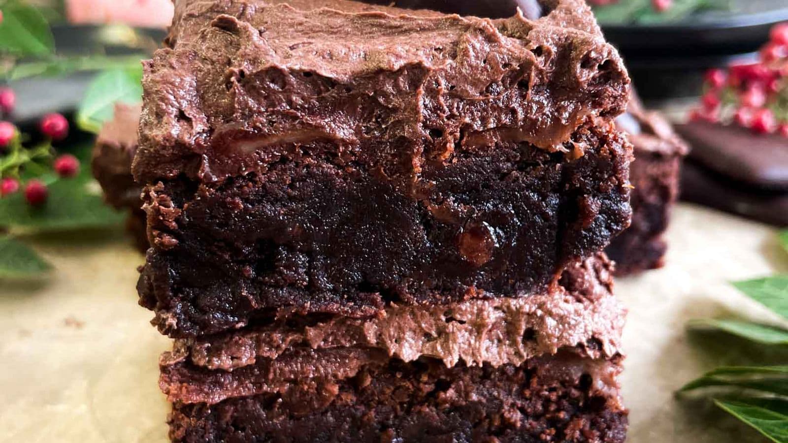 stack of two easy peppermint brownies