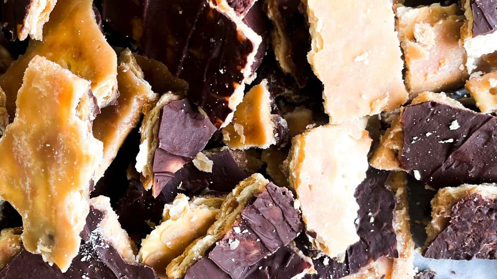 pile of broke saltine toffee