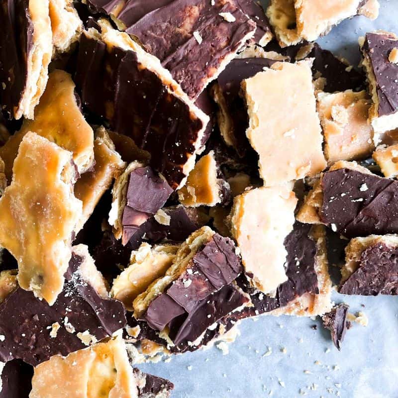 pile of broke saltine toffee