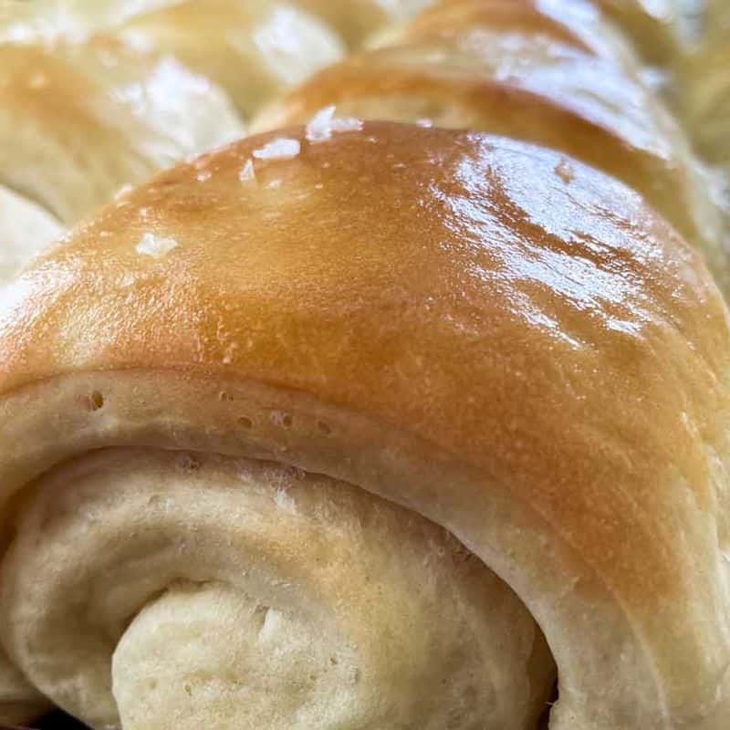 close up of buttery lion house dinner rolls