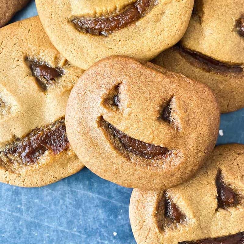 little debbie pumpkin delights copycat cookies with pumpkin butter piled up together