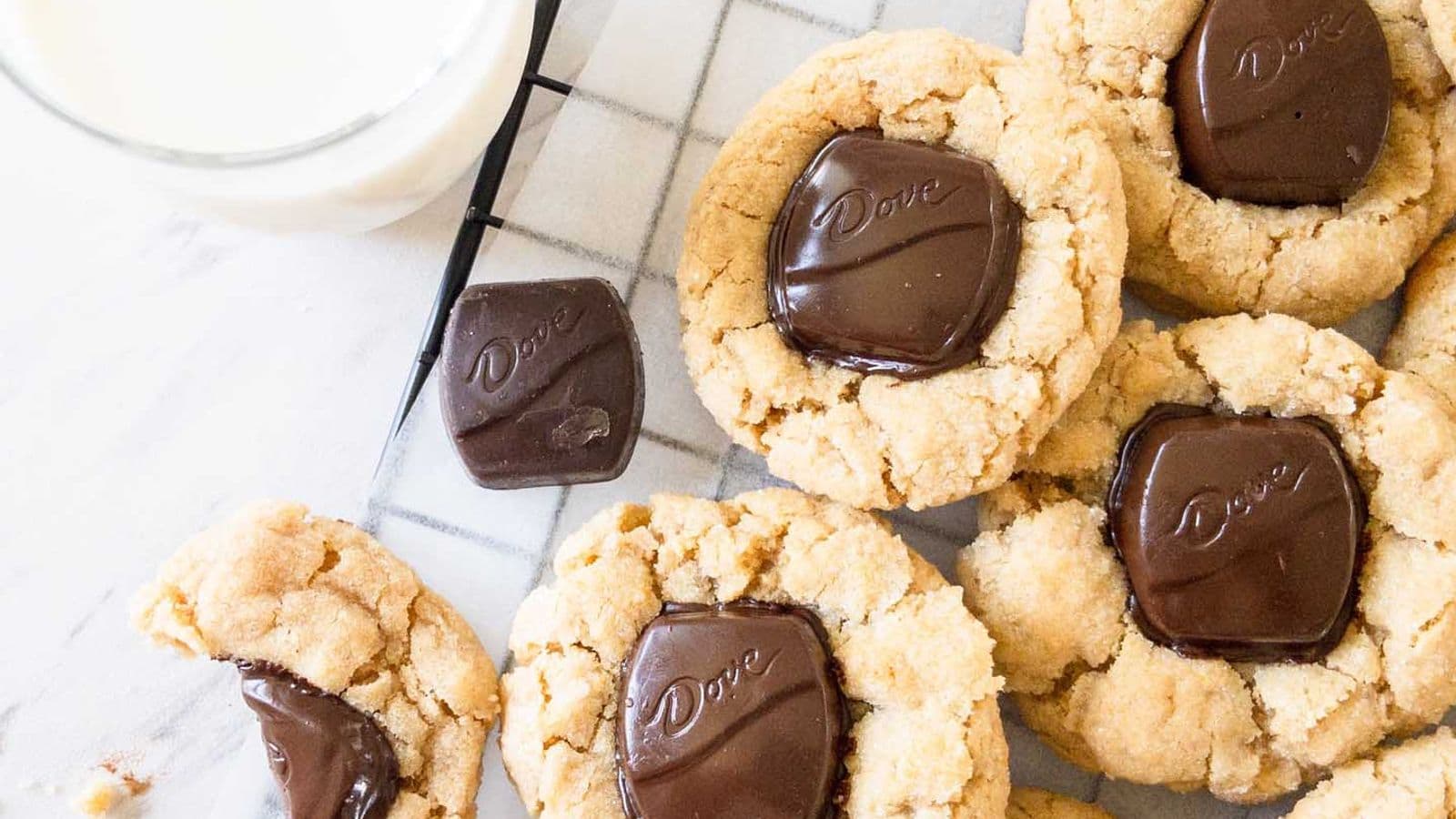 Peanut Butter Cookies with Sea Salt Dark Chocolate Caramels