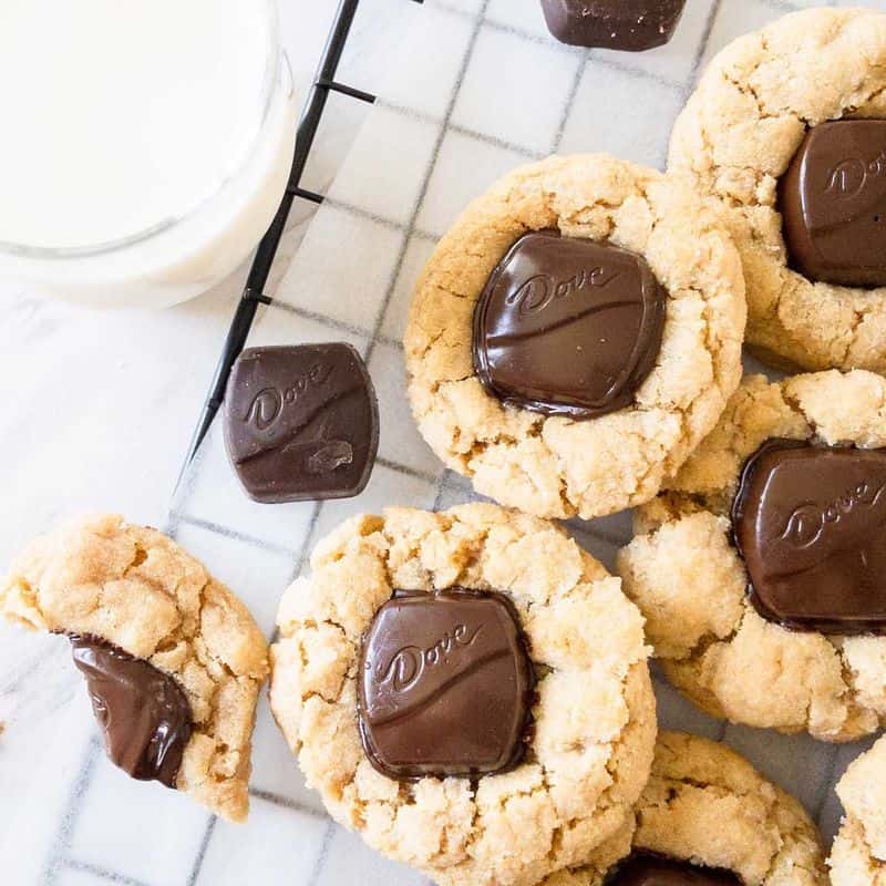 Peanut Butter Cookies with Sea Salt Dark Chocolate Caramels
