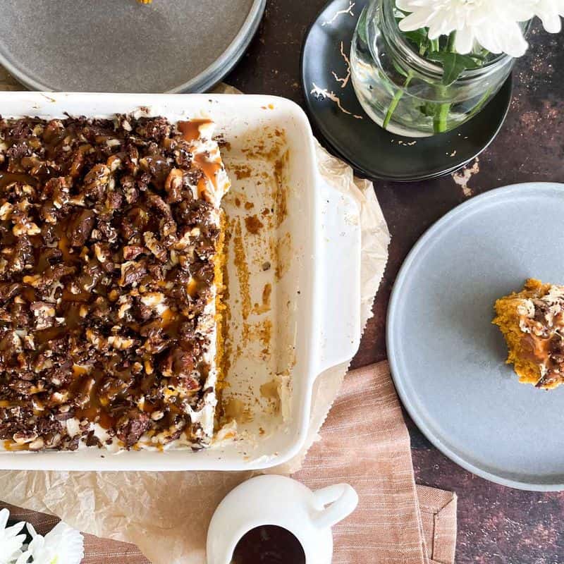 Pumpkin Caramel Pecan Crunch Cake