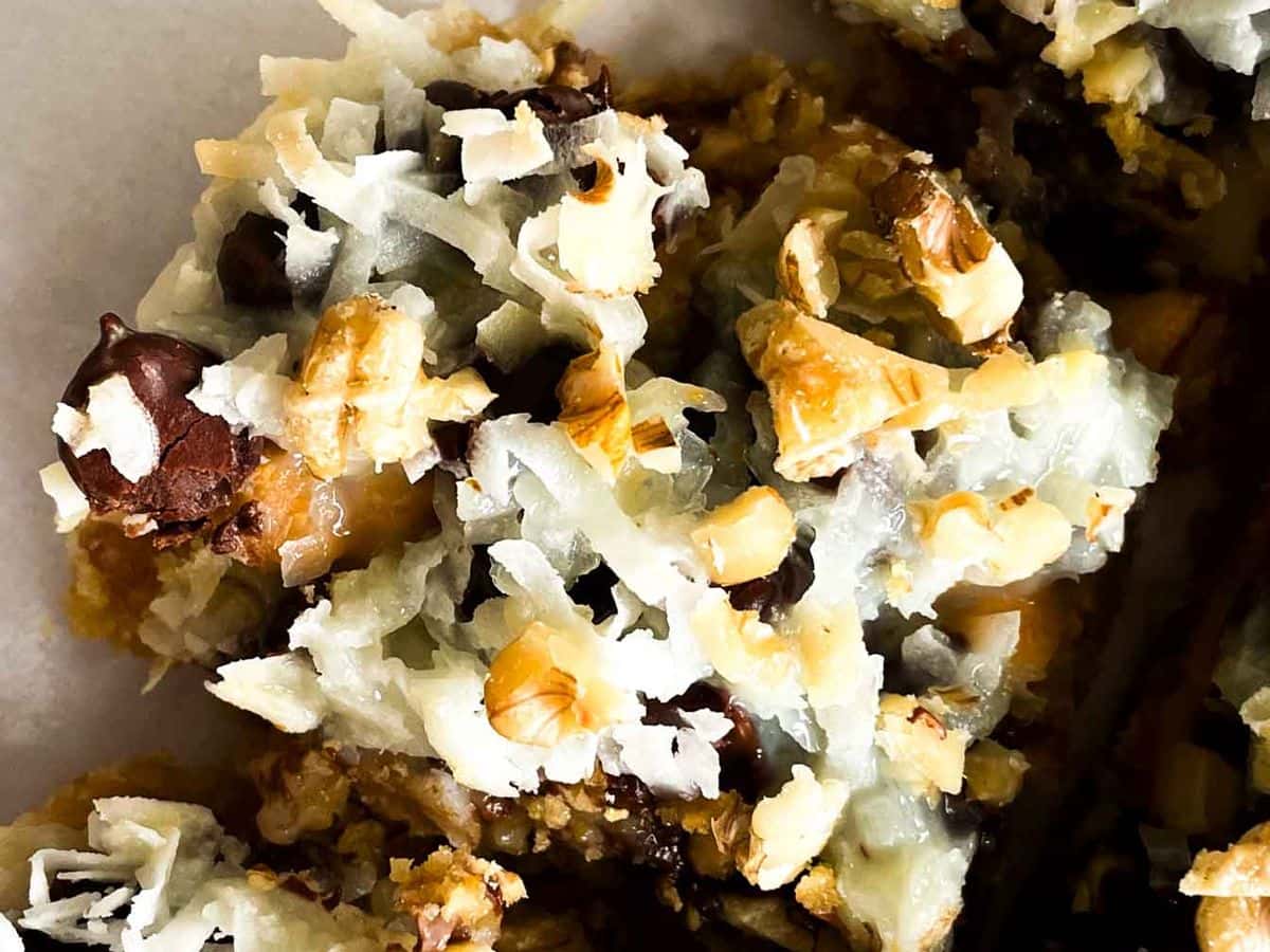 closeup of seven layer magic bars
