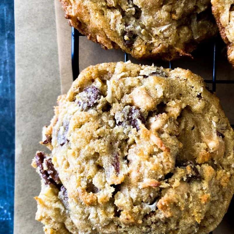 texas cowboy cookies on cooling rack